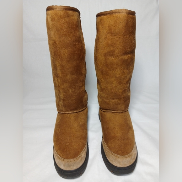 UGG Australia Womens Sz W9 Ultimate Tall Braid 5340 Tan/Brown Lined Winter Boots - Picture 4 of 6